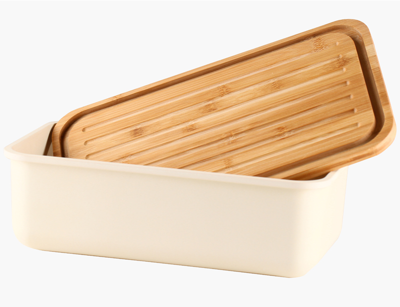 Durable Food safe Bamboo Fiber Bread Box with Bamboo Lid