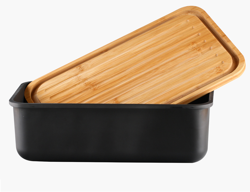 Durable Food safe Bamboo Fiber Bread Box with Bamboo Lid