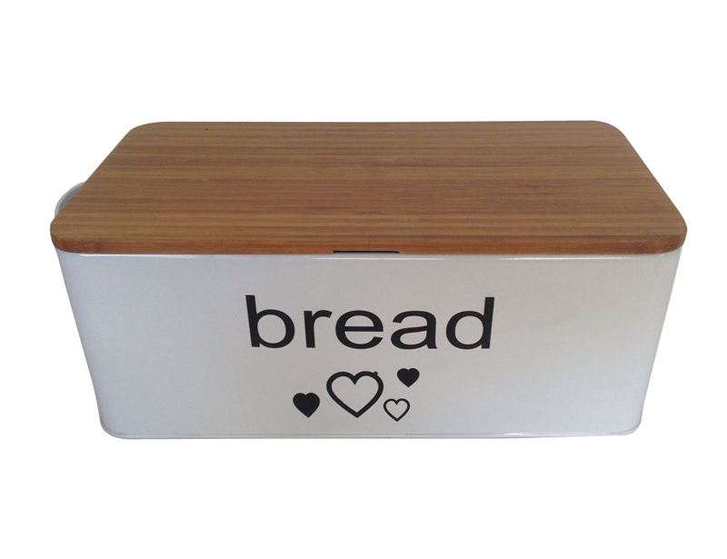 Durable Food safe Metal Bread Box with Bamboo Lid