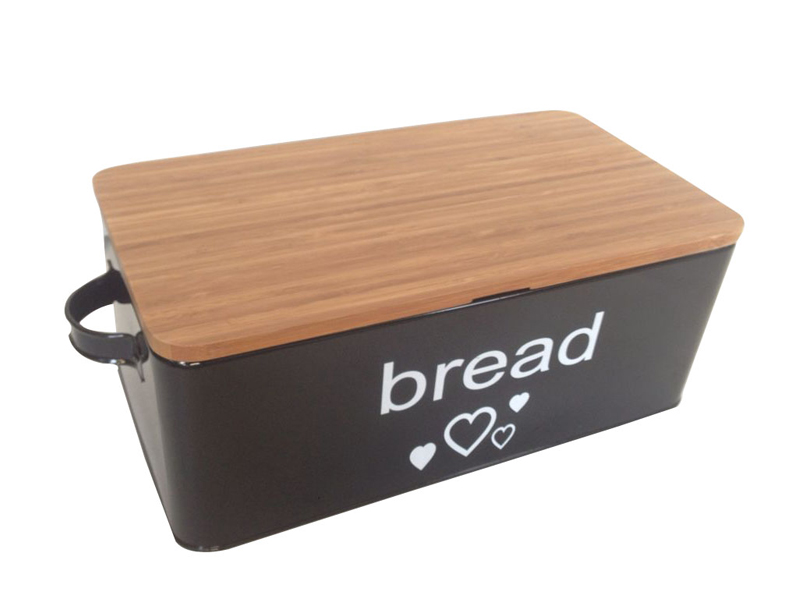 Durable Food safe Metal Bread Box with Bamboo Lid