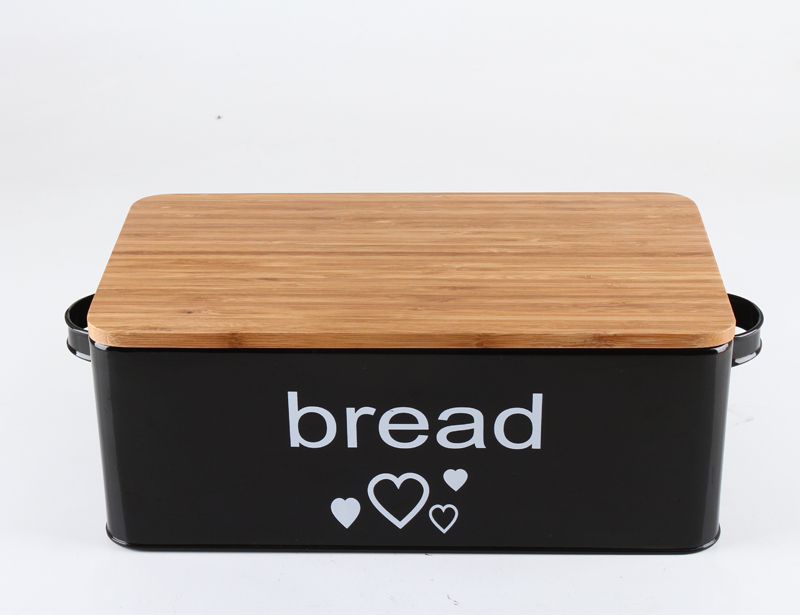 Durable Food safe Metal Bread Box with Bamboo Lid