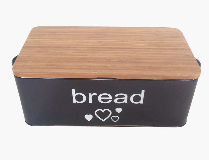 Durable Food safe Metal Bread Box with Bamboo Lid