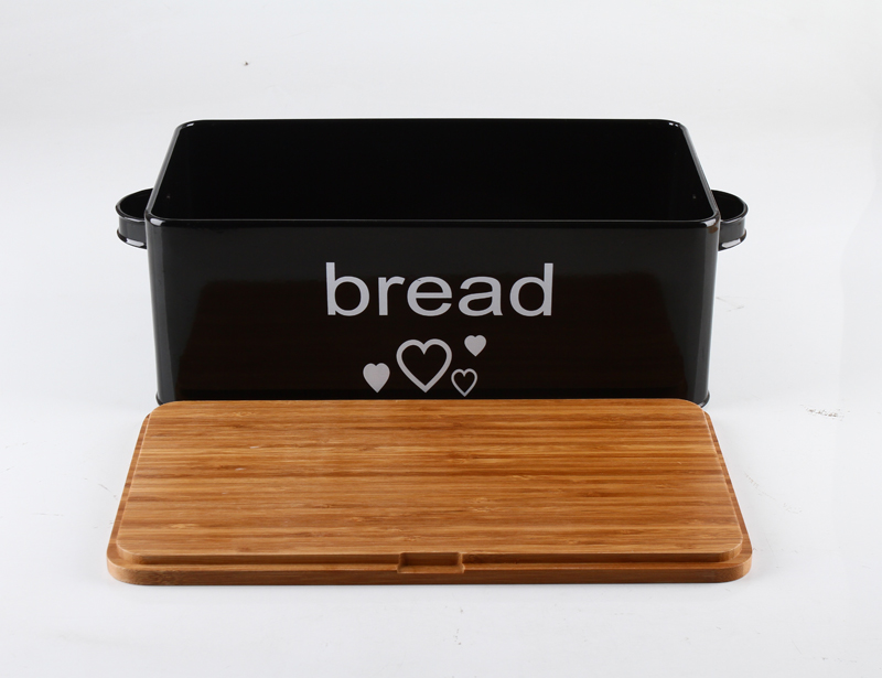 Durable Food safe Metal Bread Box with Bamboo Lid