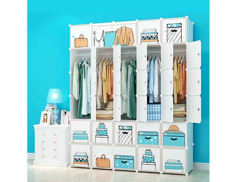 Cartoon DIY Plastic Wardrobe Storage Cabinet for Children