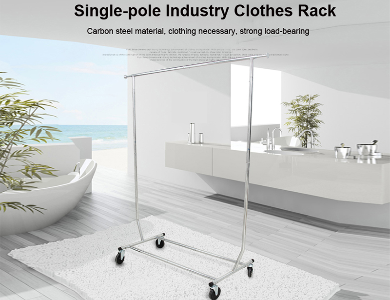 Adjustable Single-pole Industry Clothes Drying Rack with Wheel
