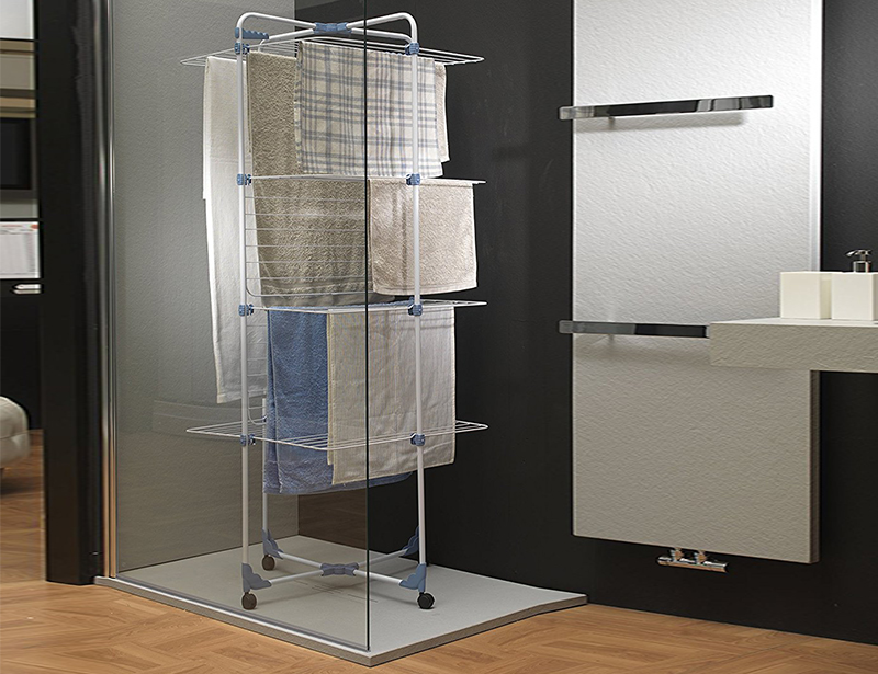 30M 3 Layers Tower Iron Clothes Drying Rack with Wheel