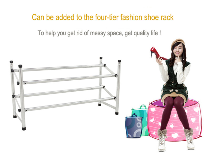 Adjustable Two Tier Carbon Steel Shoe Storage Rack