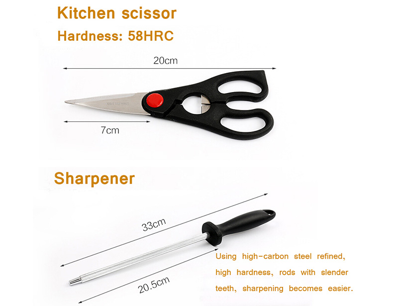 Stainless Steel 7pcs Kitchen Knife Set With Block