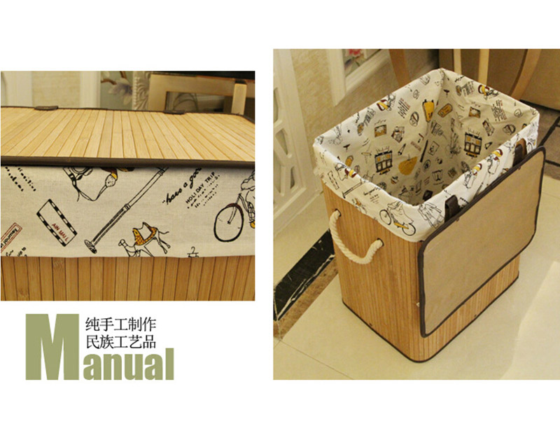 Eco-Friendly Fashion Design Bamboo Laundry Storage Basket With Fabric Liner