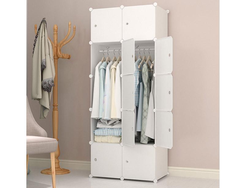 Pure Color DIY Plastic Wardrobe Storage Cabinet